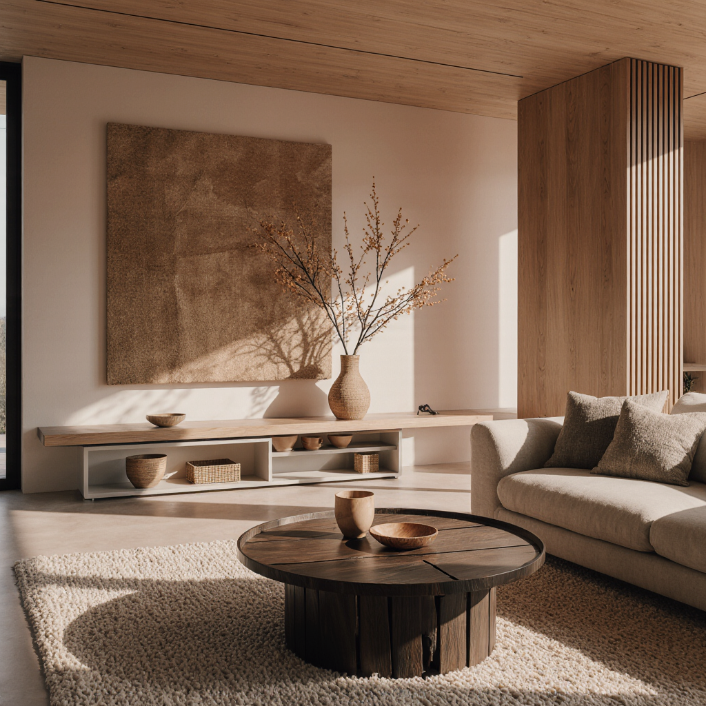 Japandi style warm minimal interior concept