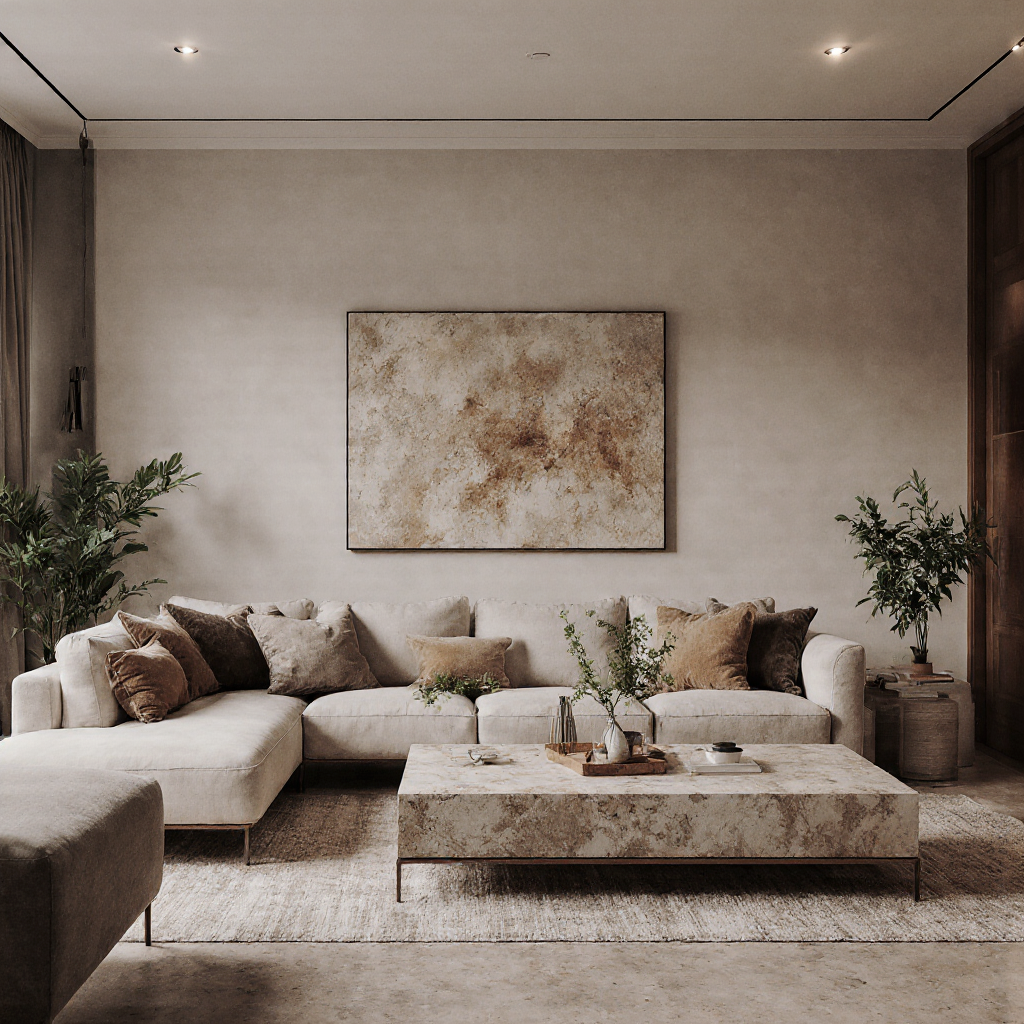 Natural tone living space with serene ambiance