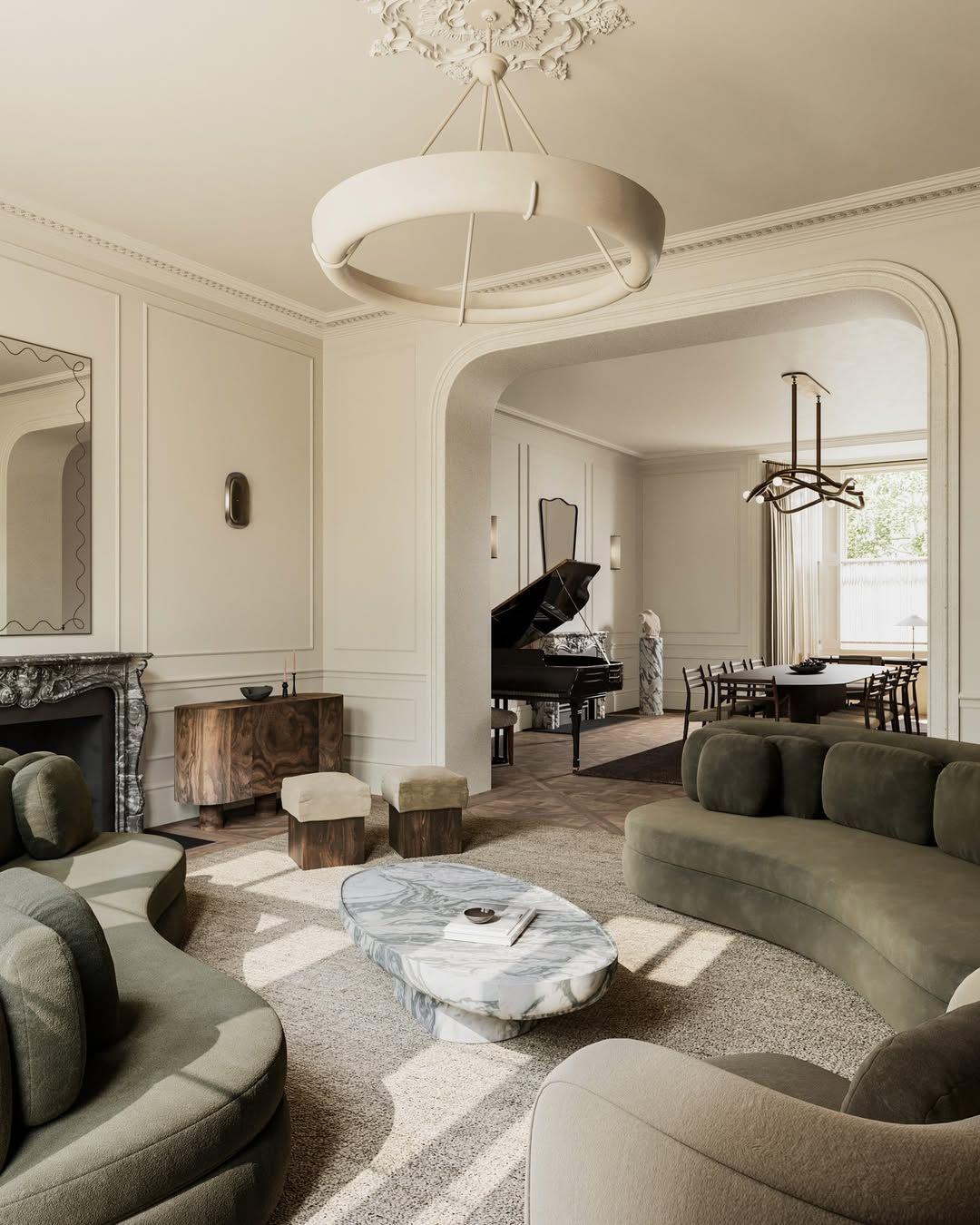 Parisian modern luxury salon with elegant furnishings